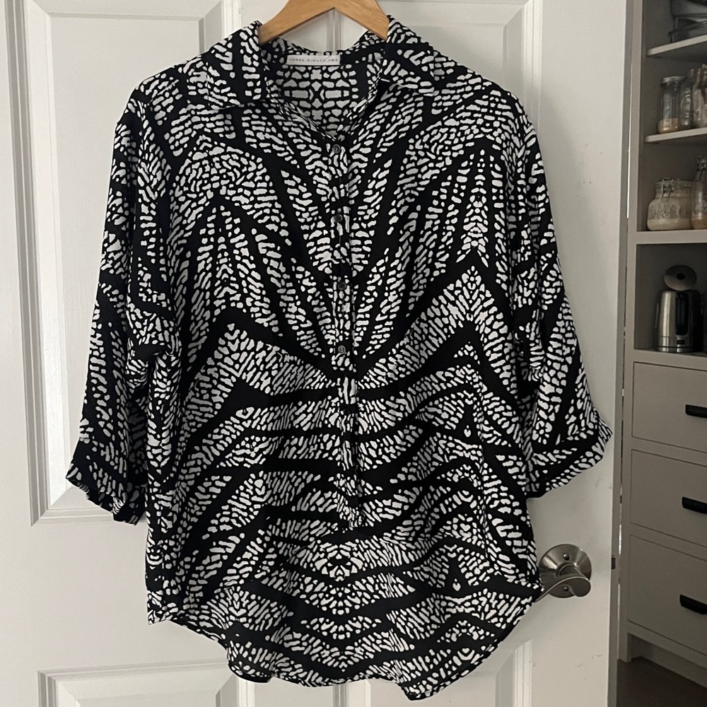 Three Eighty Two Oversized Button Down High Low 3… - image 1